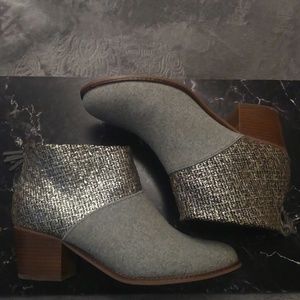 Toms Booties Gray Blue Silver Brown Leila